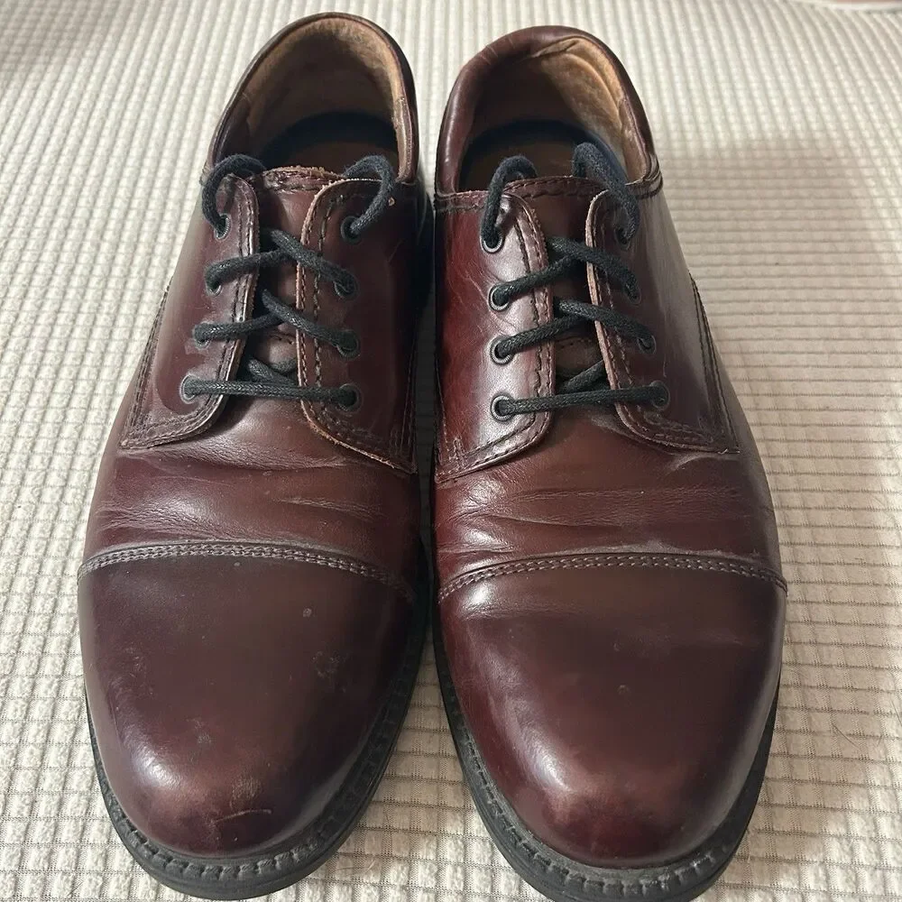 DOCKERS Mens Shoes 9 M Brown Leather Dress Oxfords Lace Up Cap Toe